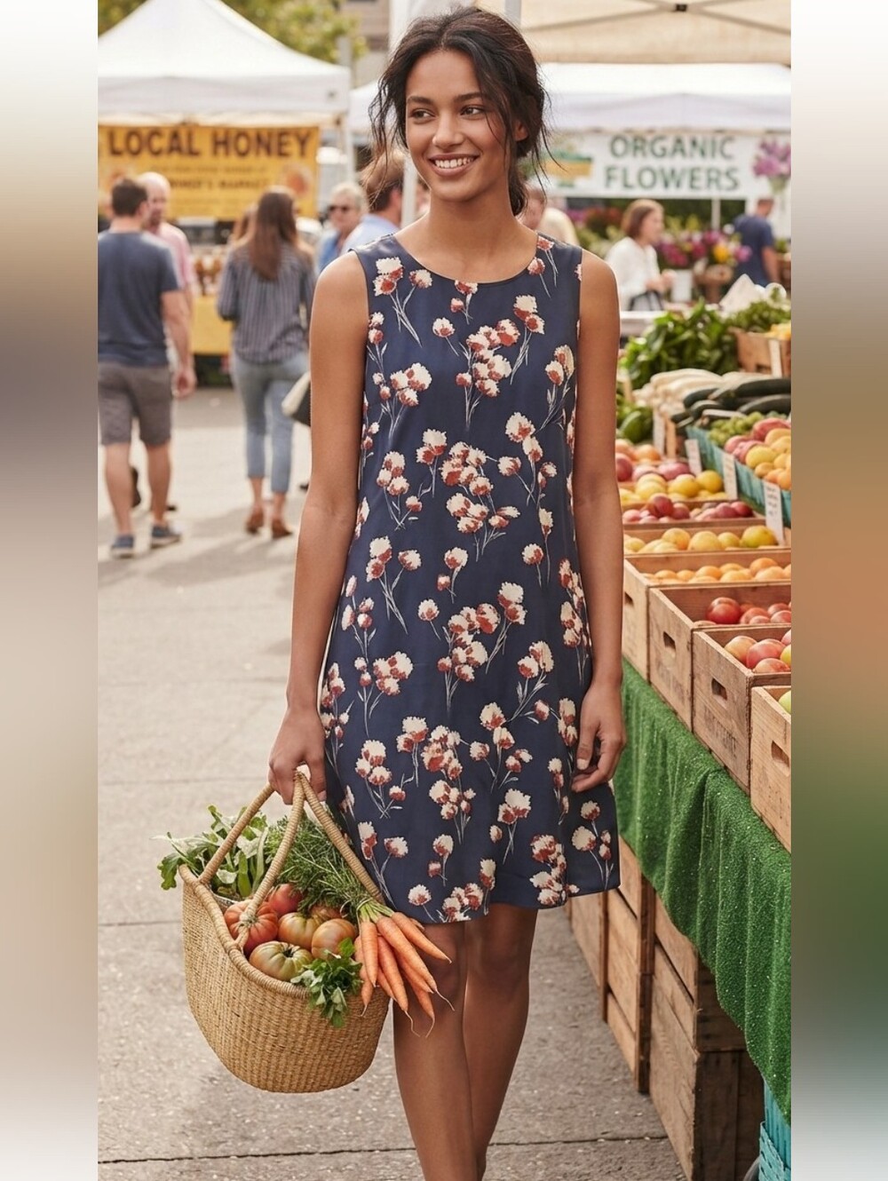 Tory Burch Navy Sleeveless Mini Dress Floral Print M